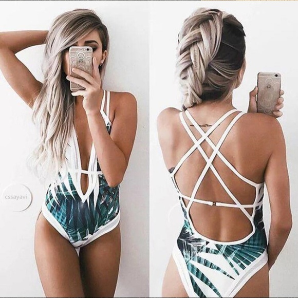 Glam Girl Fashion Other - NWT Palm Crisscross One Piece w/Waist Strap